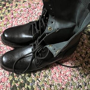 NEW Men Black Military Style Leather Boots, Army dress style Boot 10